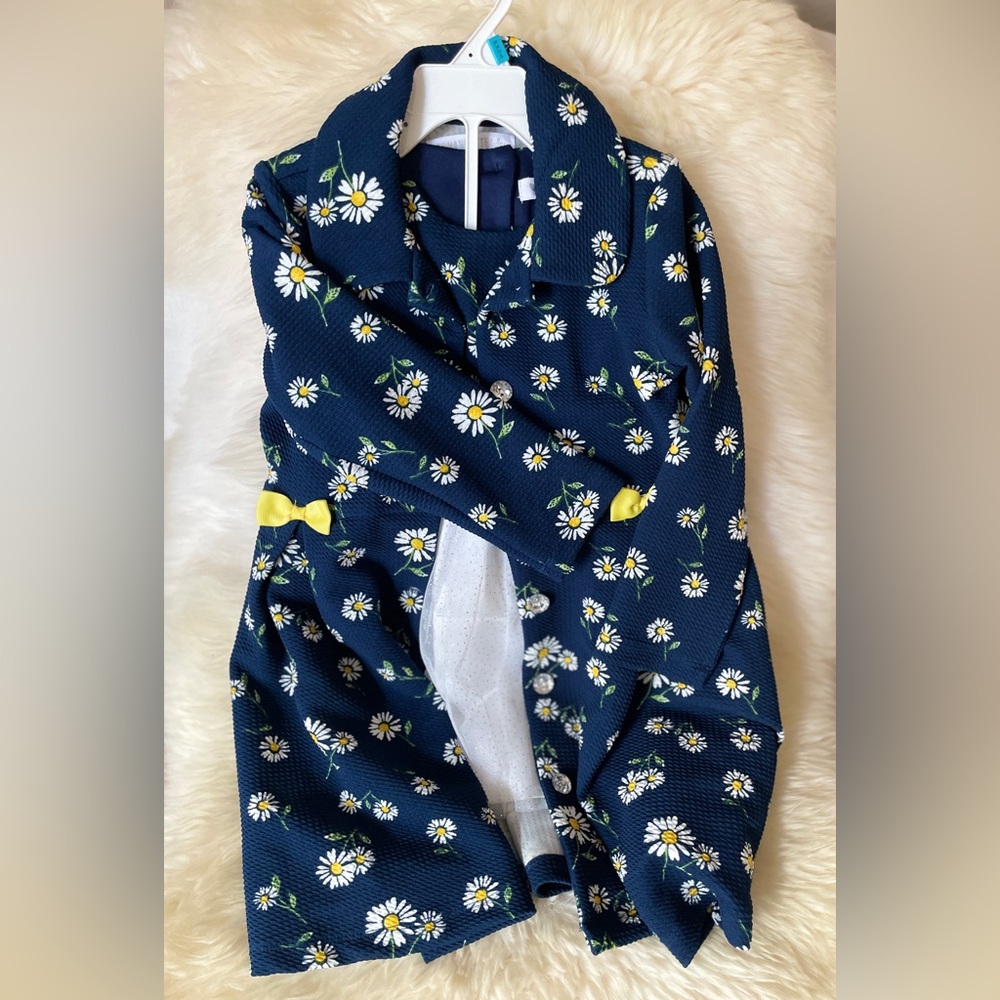 Brand New Blue Daisy Dress with Jacket 3t